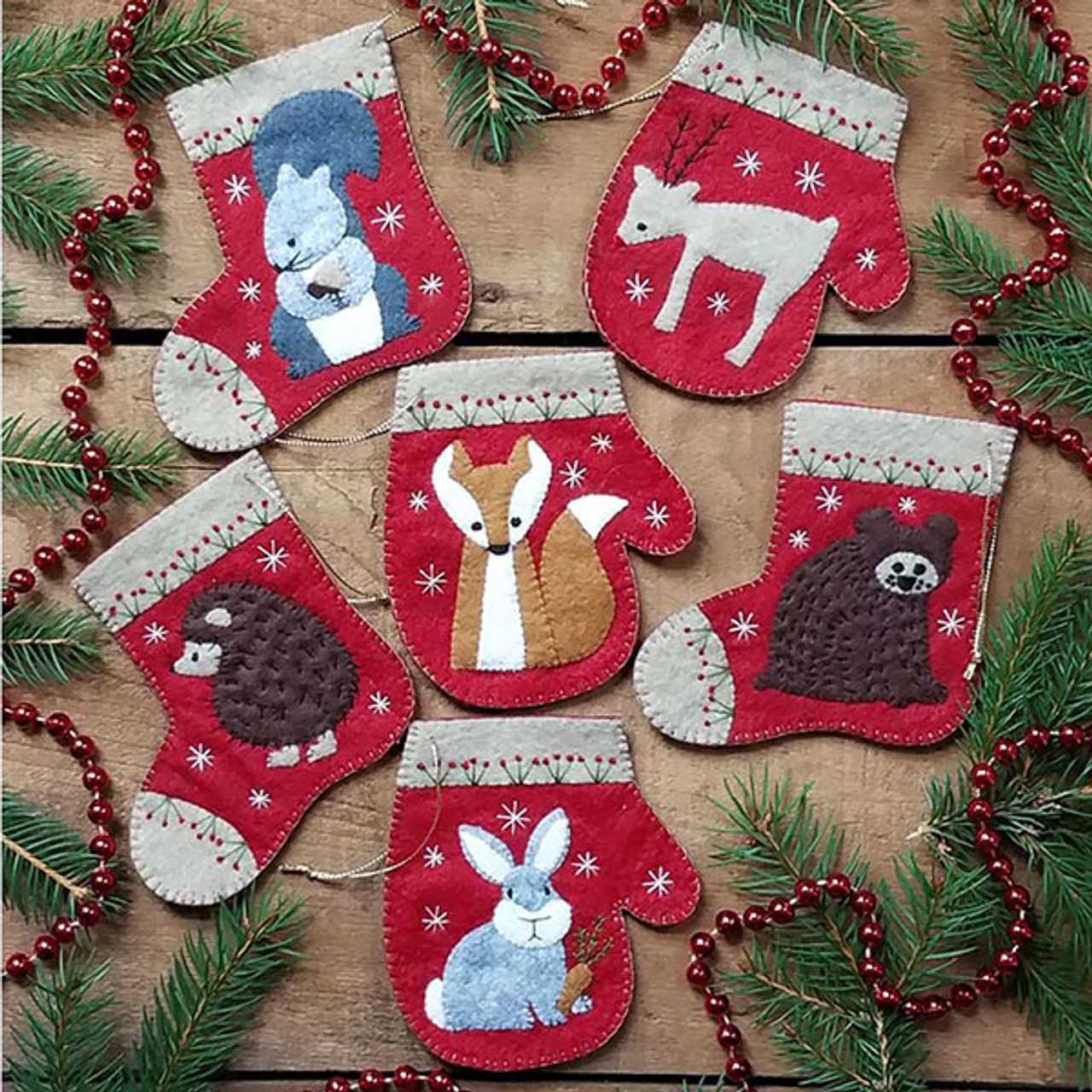 Wool Felt Christmas Ornaments Kit - Christmas Critters